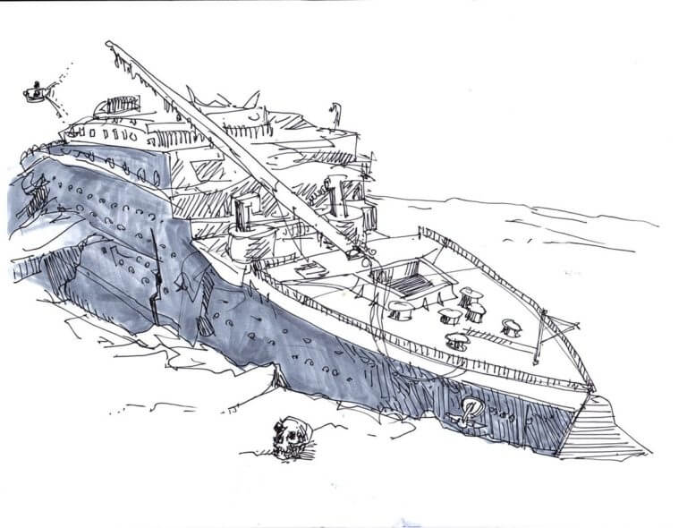 Titanic En La Parte Inferior para colorir