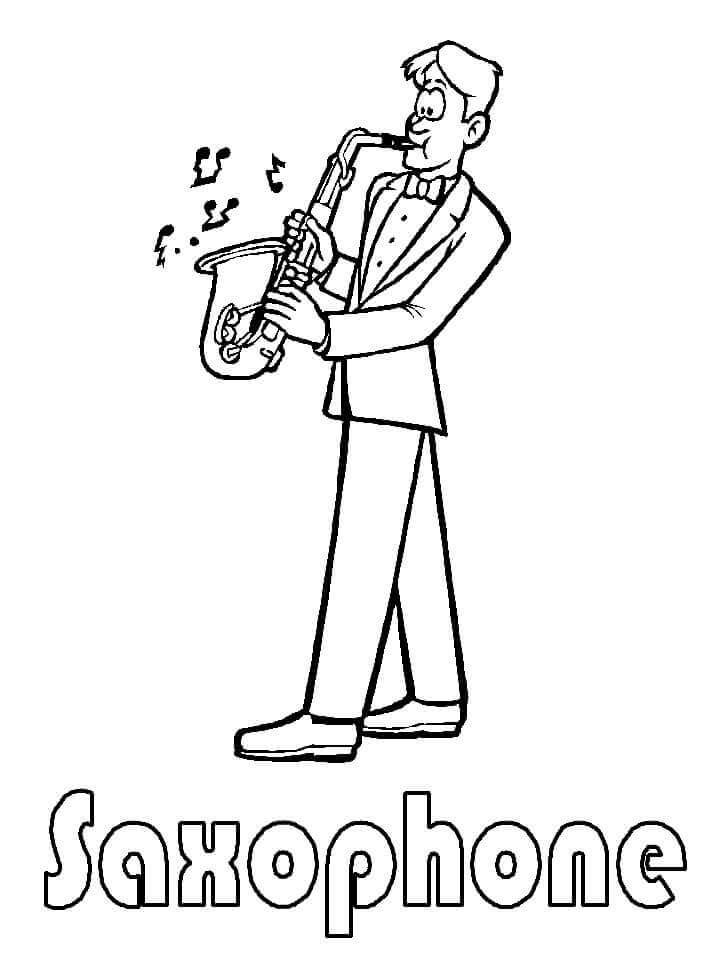 Dibujos de Tocando el Saxofón para colorear