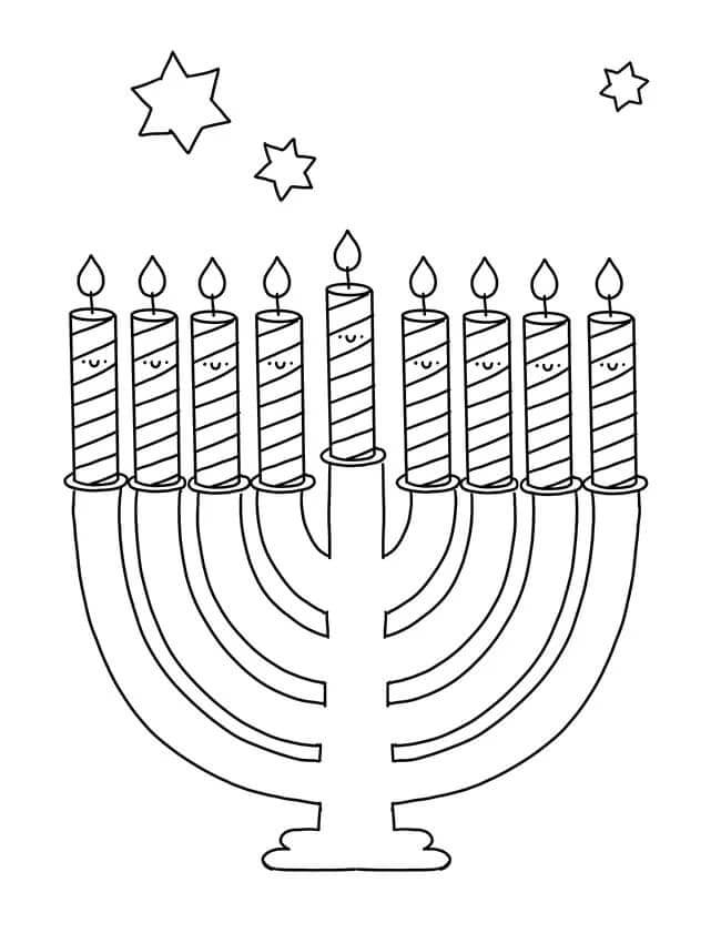 Dibujos de Todas Las Velas Arden En Hanukkah para colorear