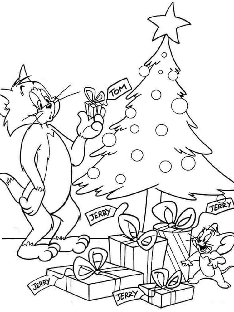 Tom y Jerry en Navidad para colorir