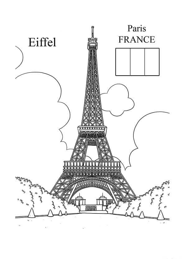 Dibujos de Torre Eiffel Francesa para colorear