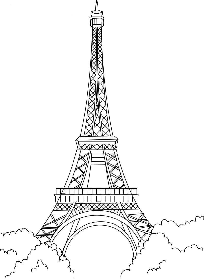 Torre Eiffel normal en París para colorir