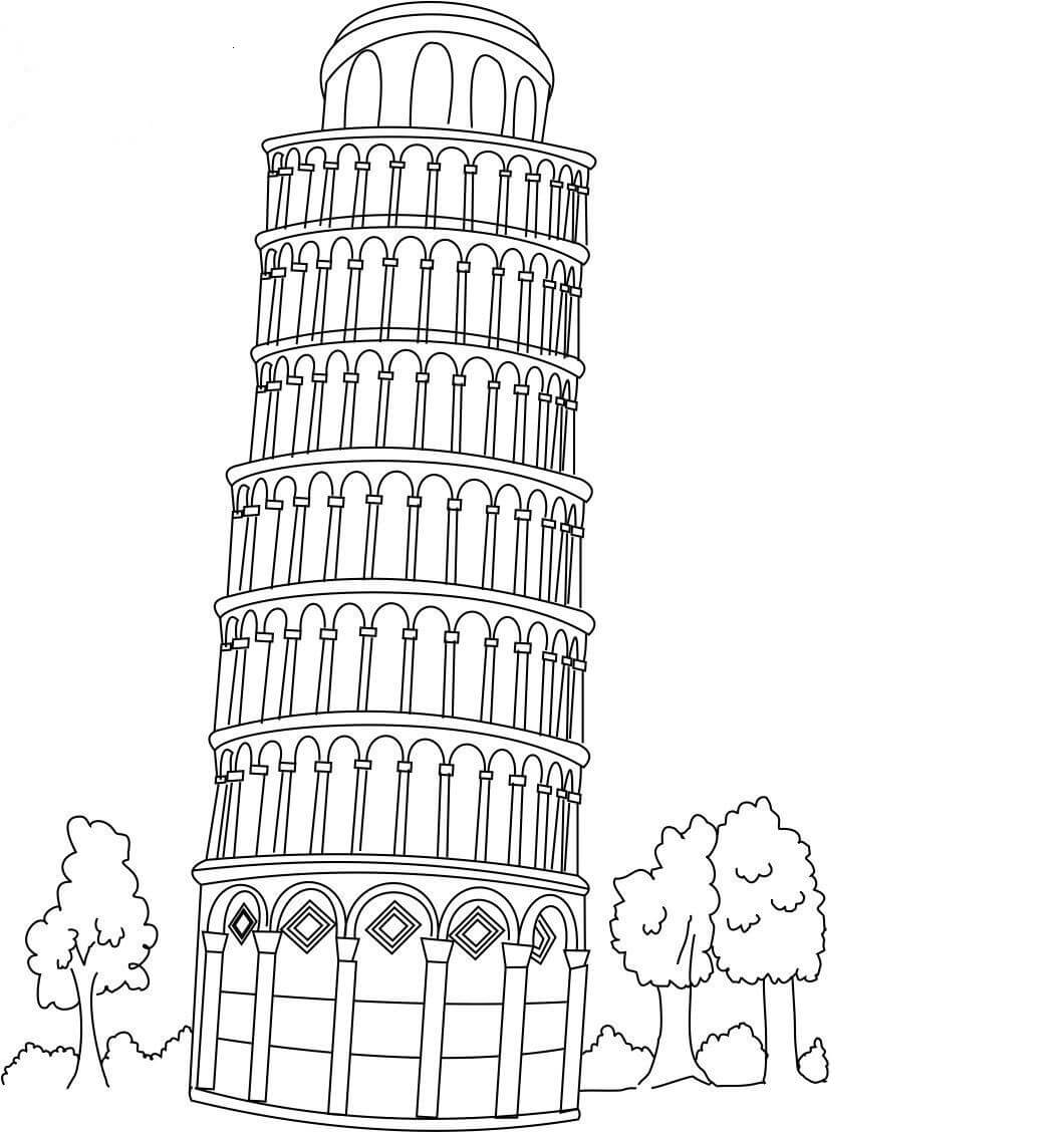 Dibujos de Torre Inclinada De Pisa para colorear