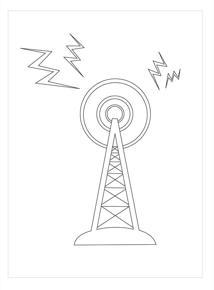 Torre de Radio Simple para colorir