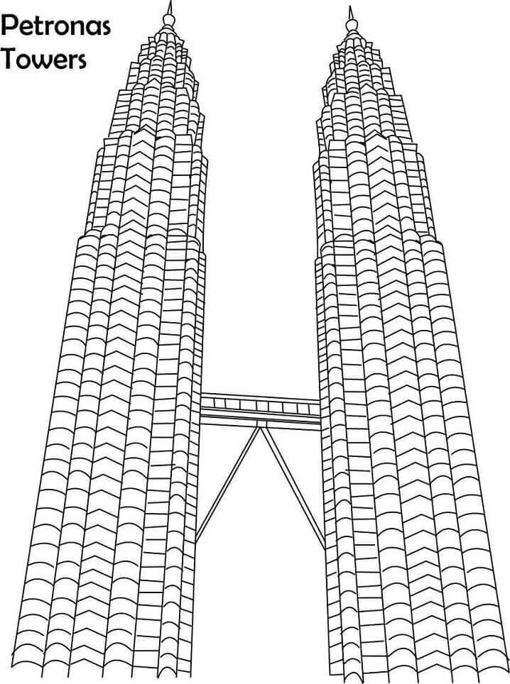 Torres Gemelas Petronas 1 para colorir