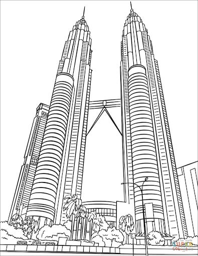 Dibujos de Torres Gemelas Petronas para colorear