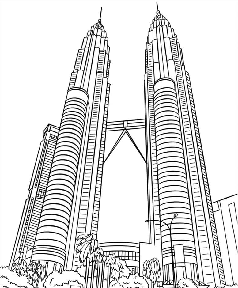 Dibujos de Torres Gemelas Petronas para colorear