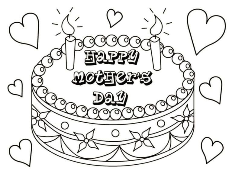 Dibujos de Torta Con Velas Para Mamá para colorear