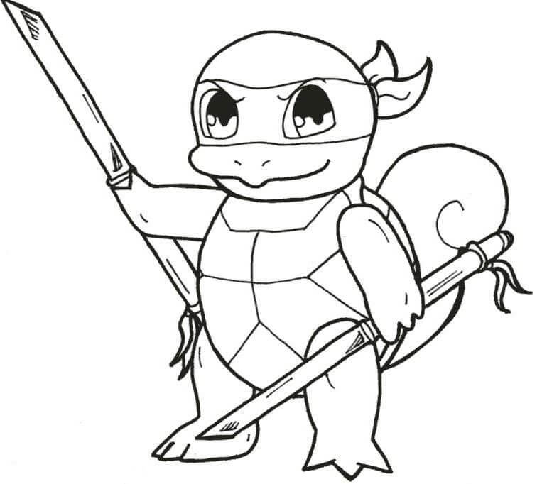 Tortuga Ninja Bebé para colorir