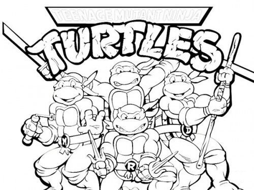 Dibujos de Tortugas Ninja Mutantes Adolescentes Feliz para colorear