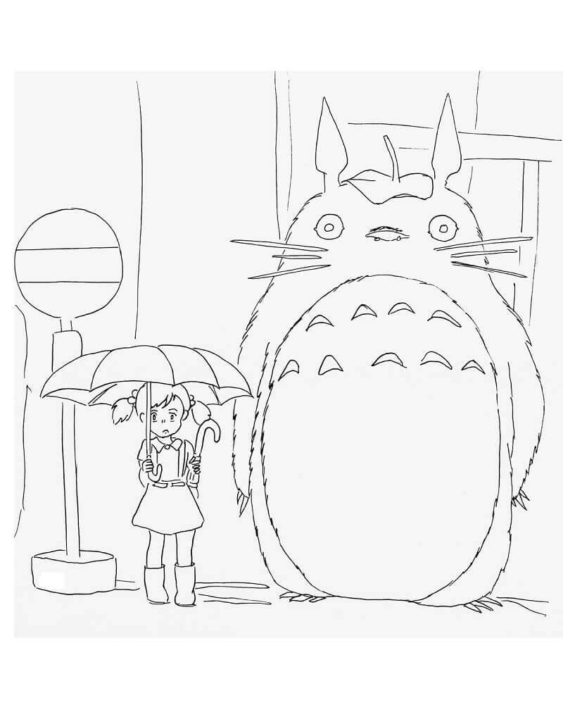 Dibujos de Totoro Amistoso para colorear