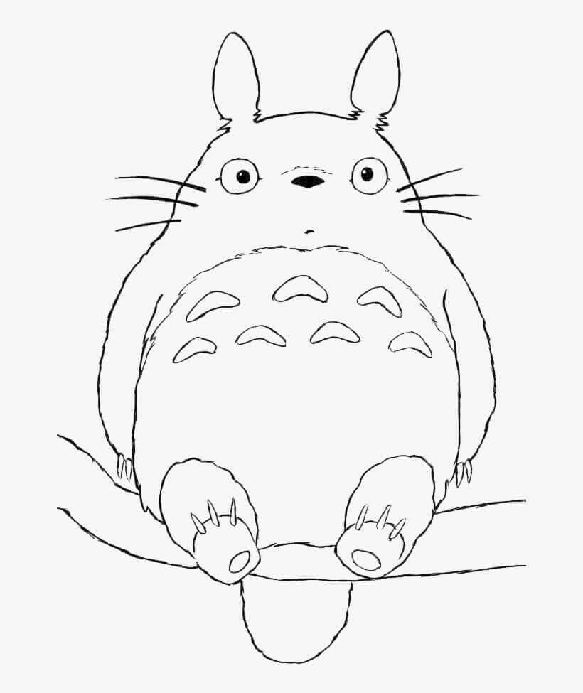 Dibujos de Totoro en una Rama para colorear