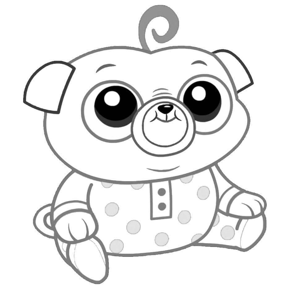 Totsy Tot Pug Sentado para colorir