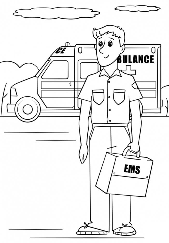 Dibujos de Trabajadores de Salud y Ambulancia para colorear