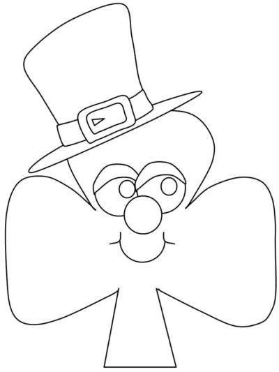 Dibujos de Trébol de Tres Hojas con Sombrero de Duende para colorear