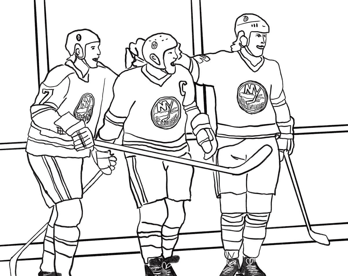 Tres Jugadores de Hockey para colorir