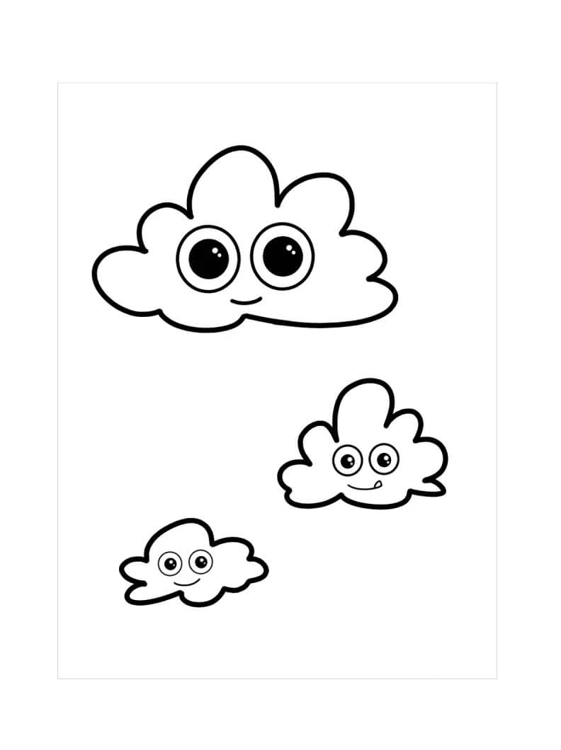 Dibujos de Tres Nubes Lindas para colorear