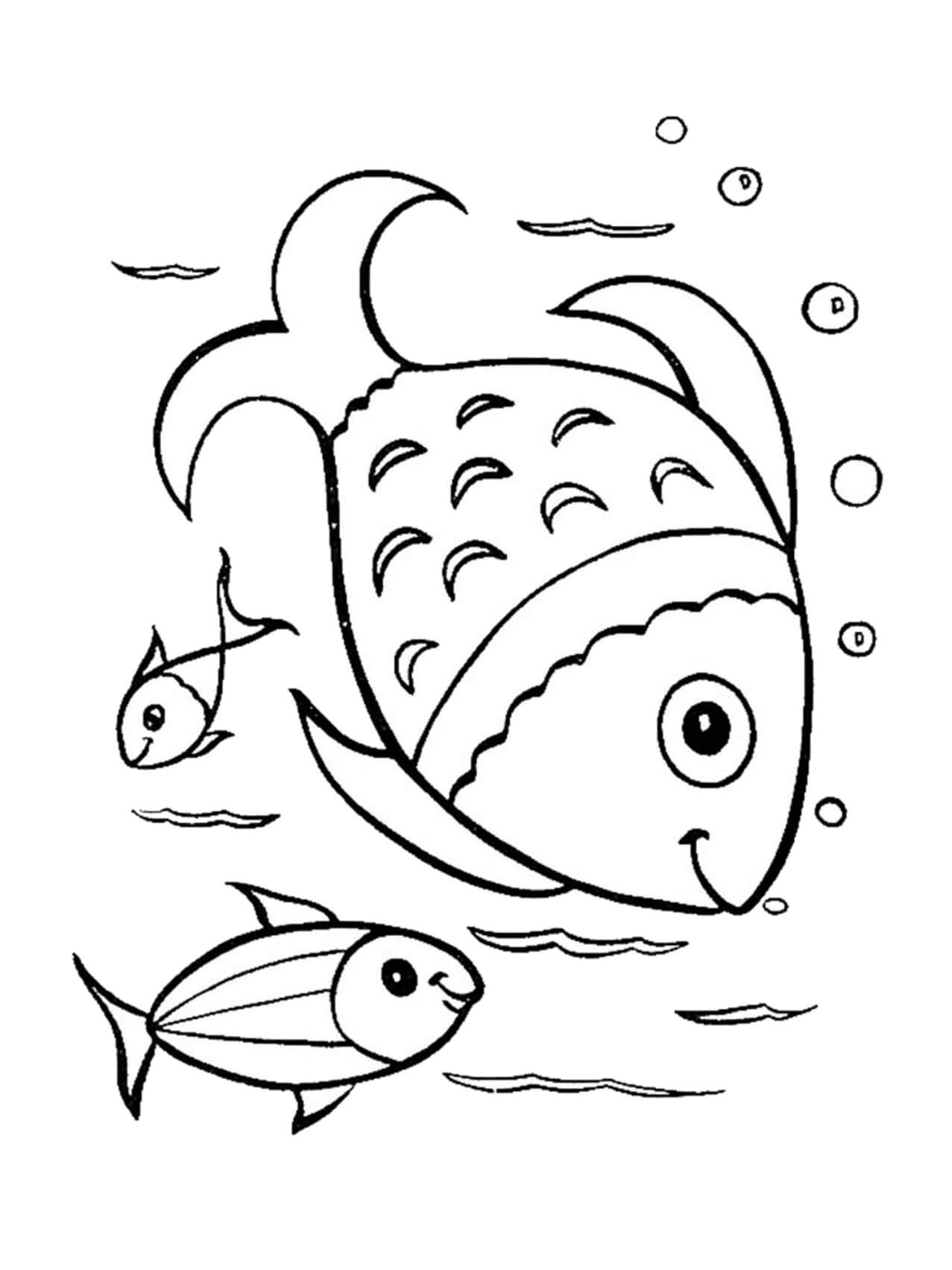 Dibujos de Tres Peces en el Mar para colorear