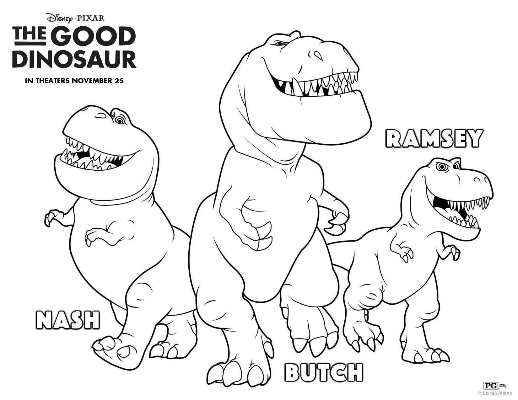 Tres T-Rex para colorir