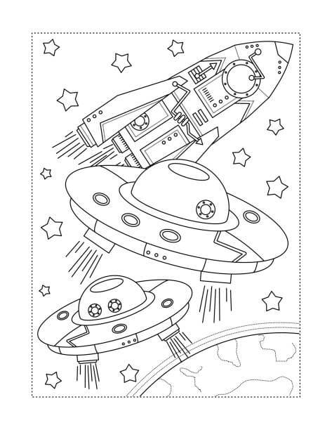 Dibujos de Tres naves Espaciales para colorear