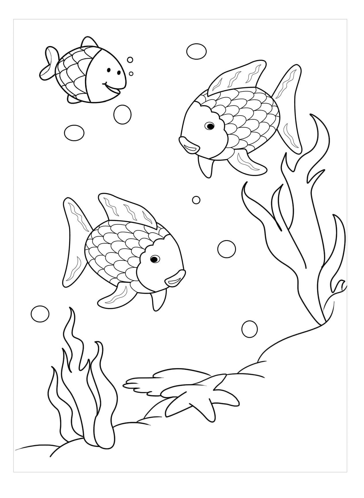 Dibujos de Tres peces Arcoiris para colorear