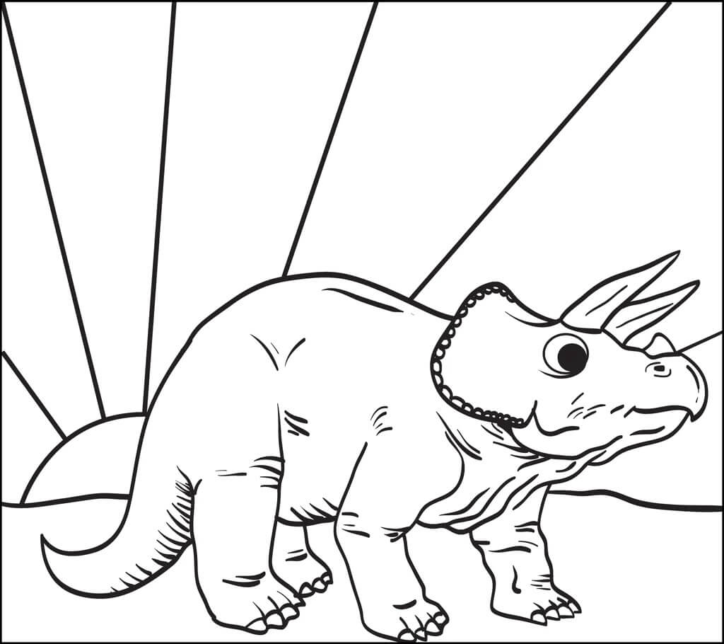 Dibujos de Triceratop con Sol para colorear