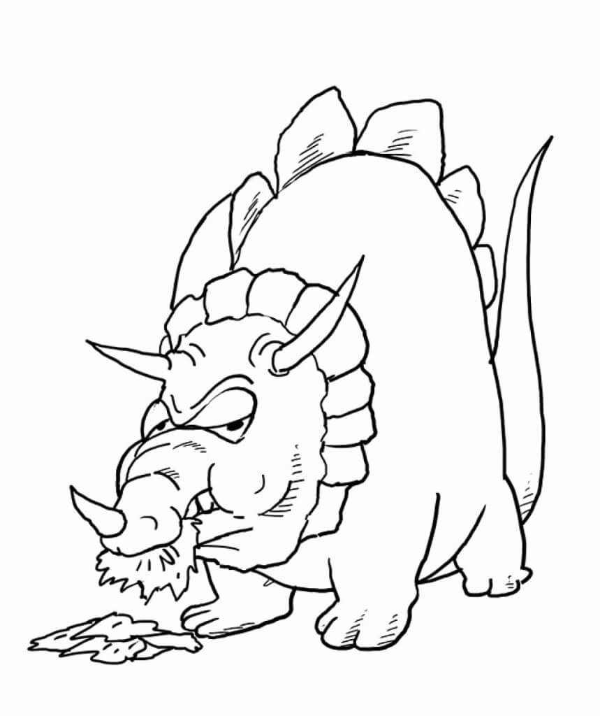 Dibujos de Triceratop gordo Comiendo para colorear