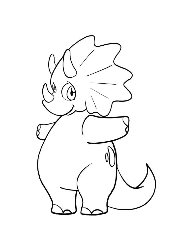 Triceratop lindo de Pie para colorir