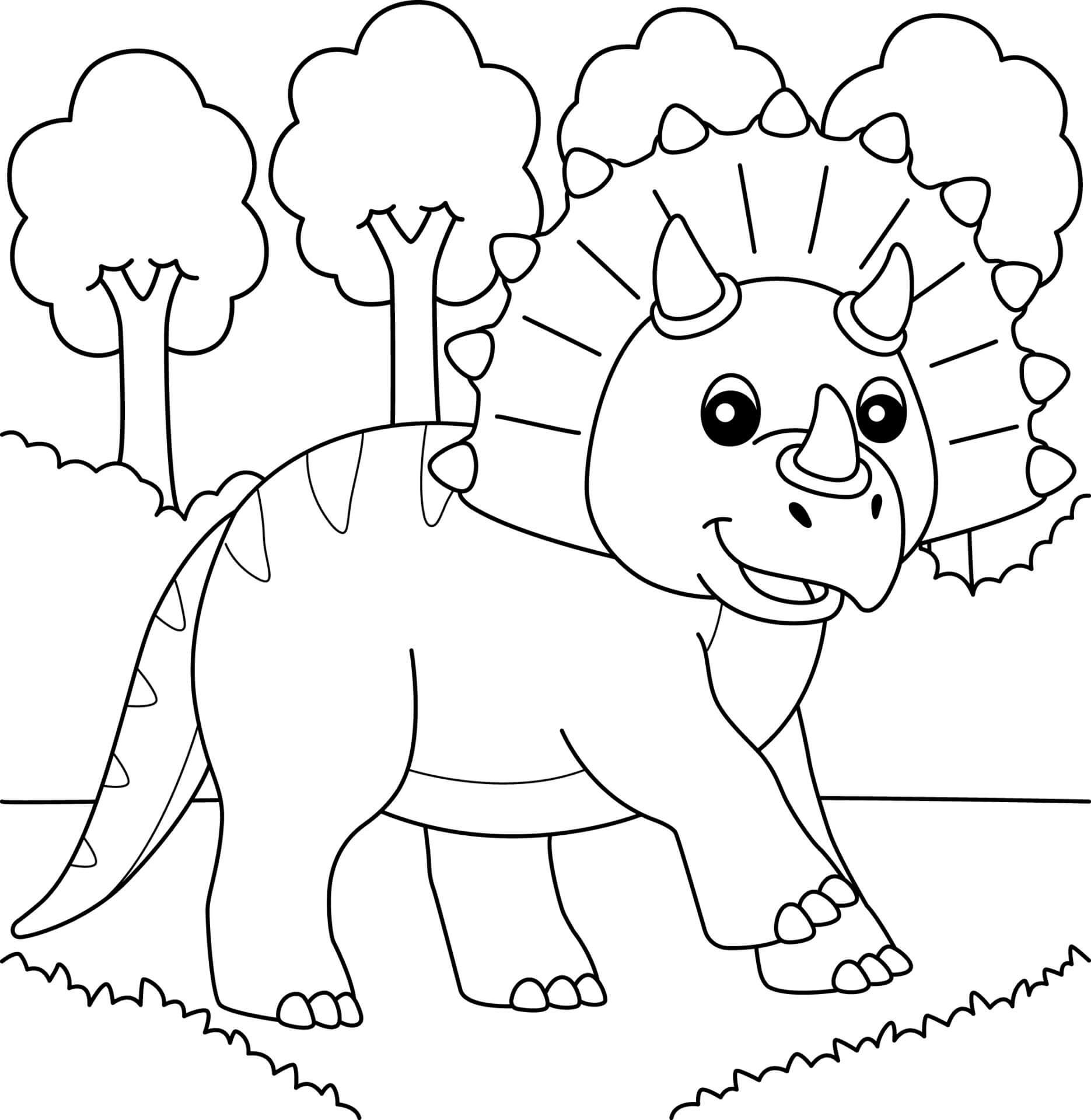 Dibujos de Triceratops Caminando para colorear