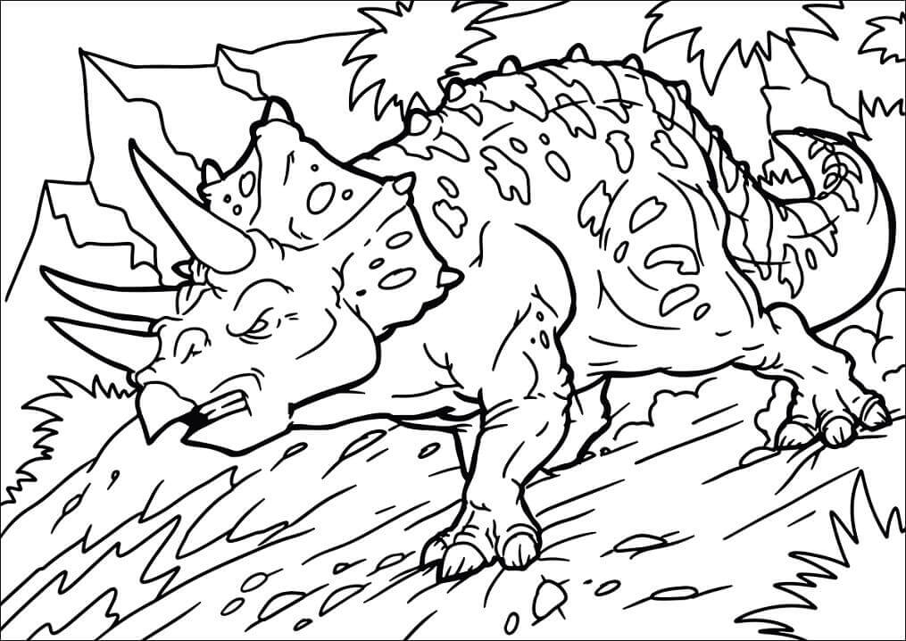 Dibujos de Triceratops Enojado Corriendo para colorear