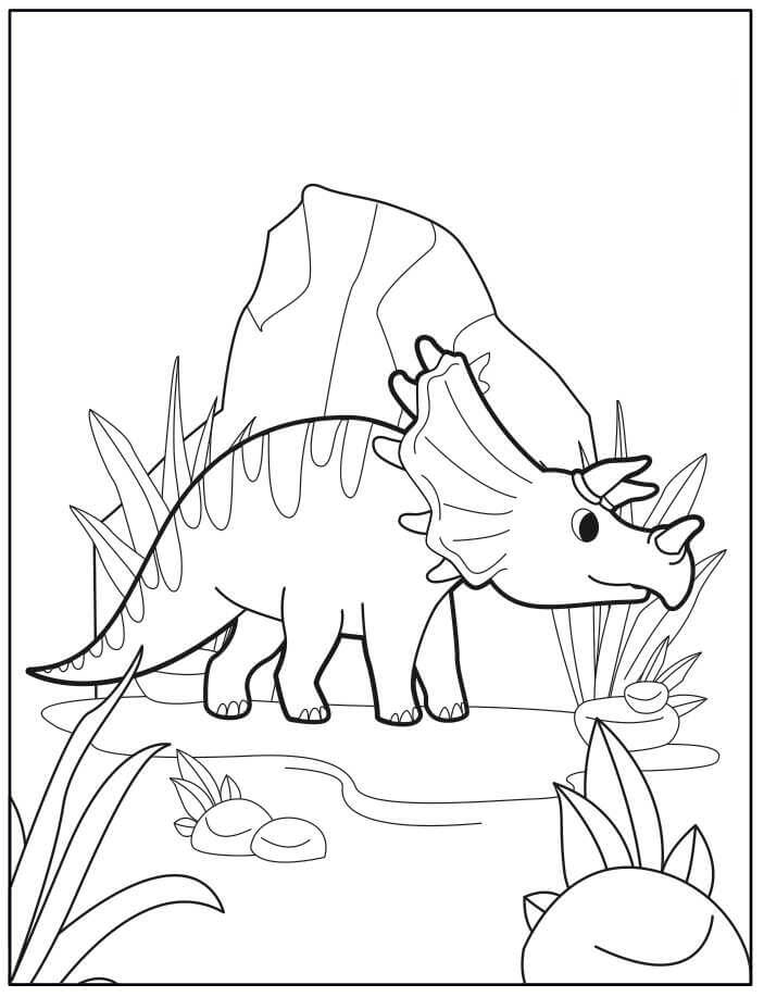 Dibujos de Triceratops de Dibujos Animados para colorear