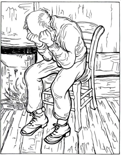 Triste Van Gogh para colorir