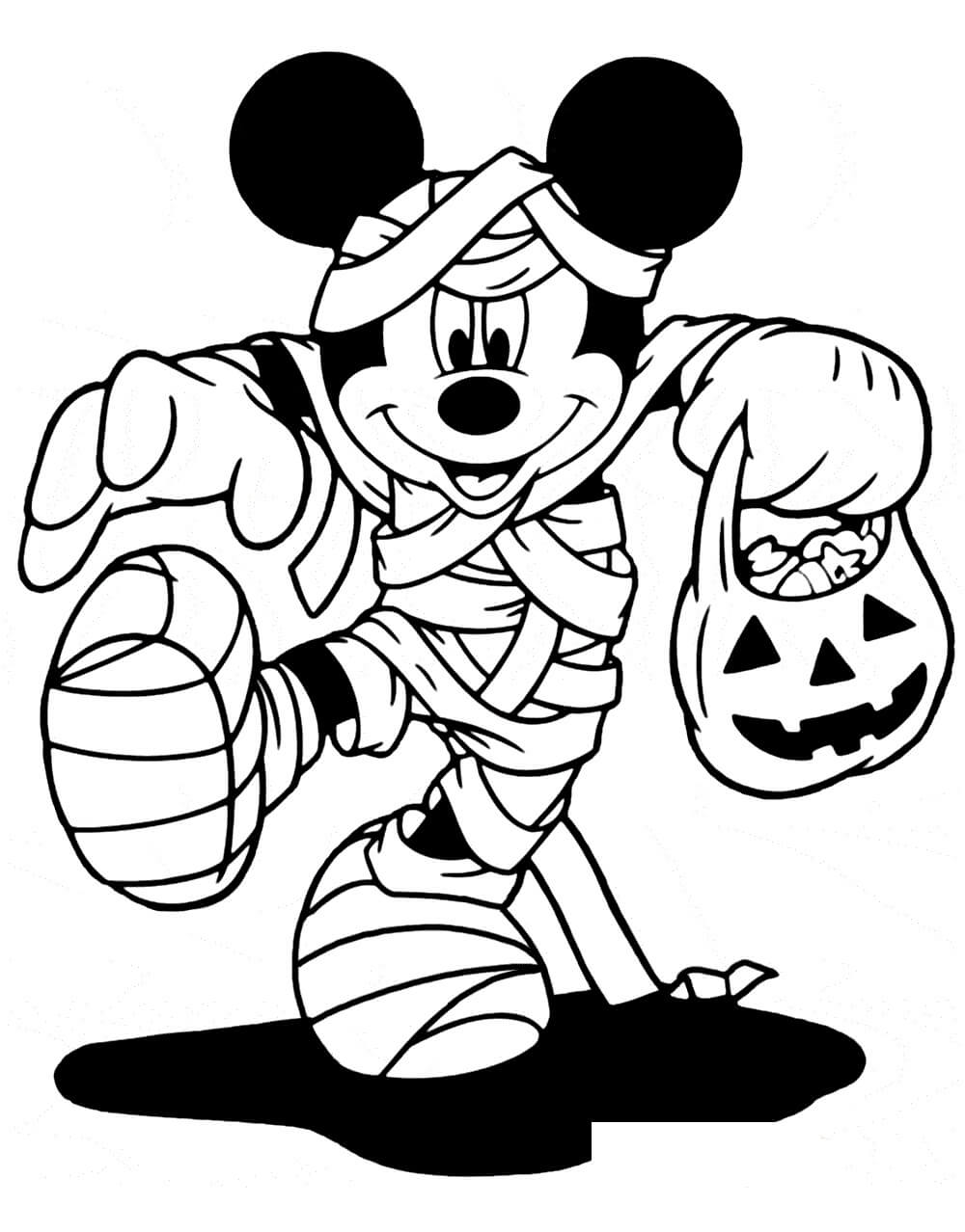Dibujos de Truco o Trato con Mickey la Momia para colorear