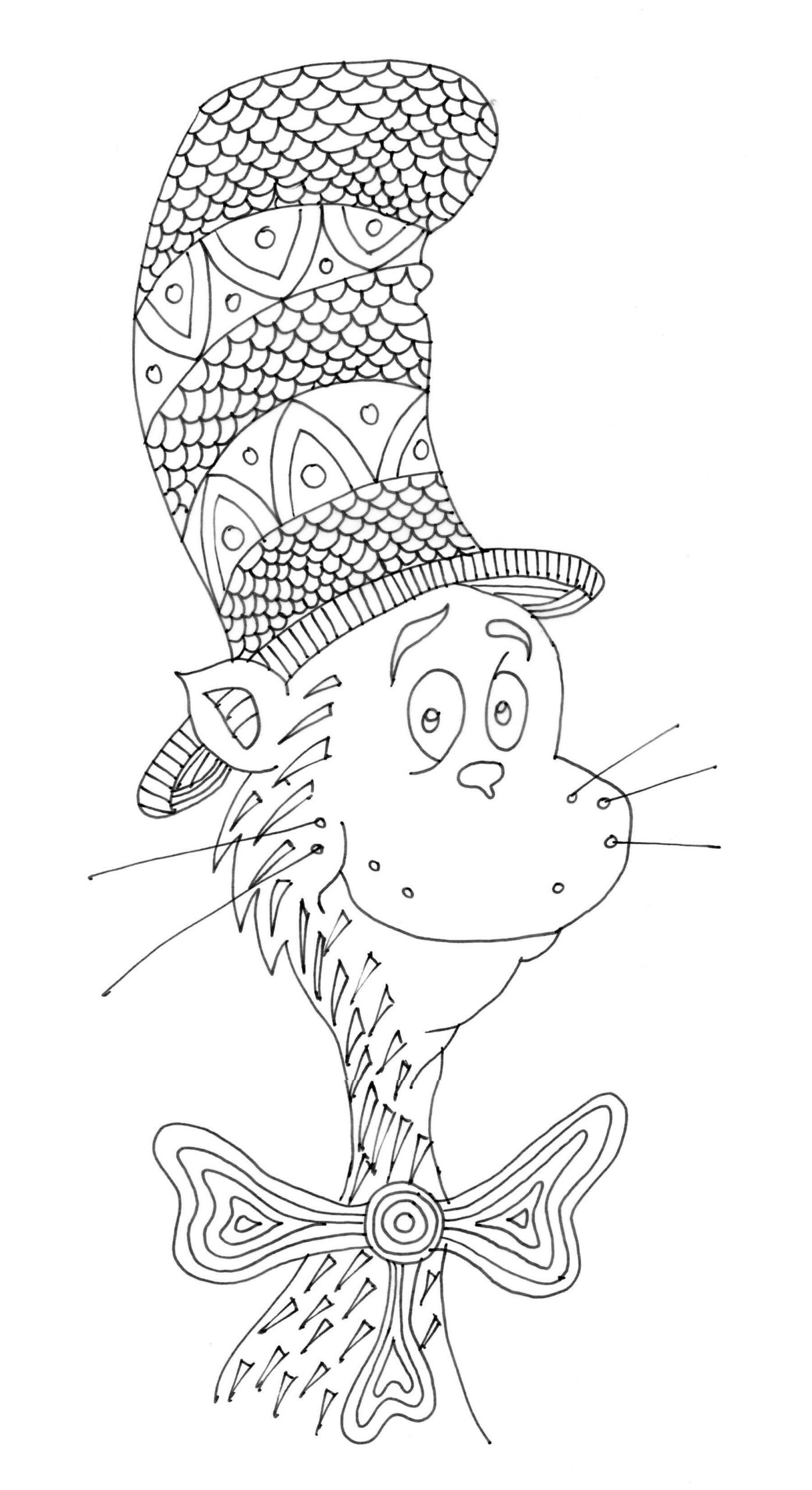 Dibujos de Un Hermoso Sombrero Con Estampados En El Gato para colorear