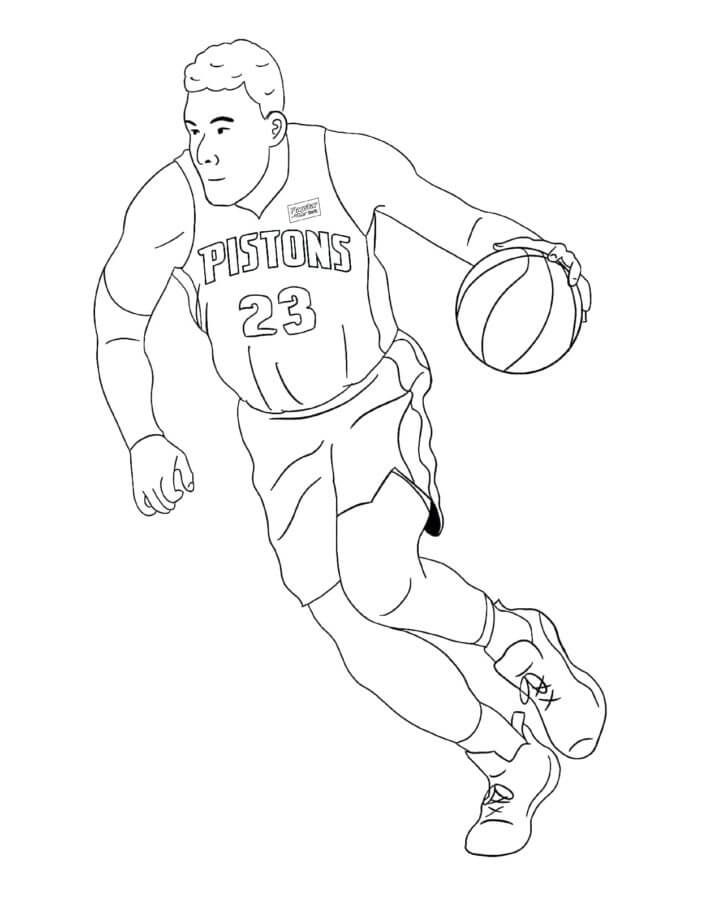 Dibujos de Un Jugador De La NBA Dribla para colorear