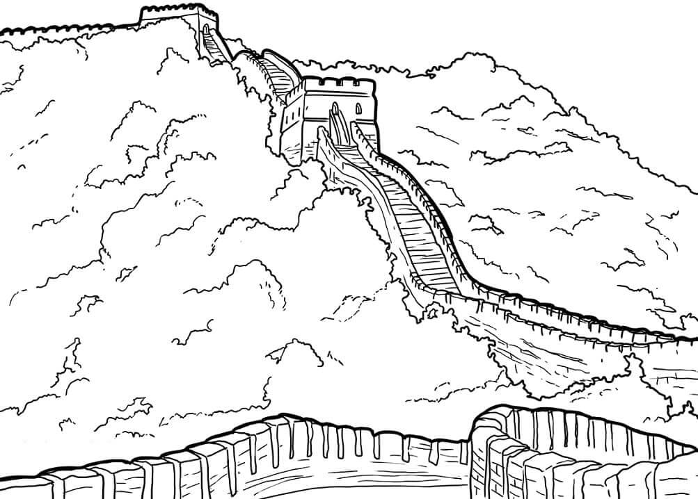 Un Rincón de la Gran Muralla China para colorir