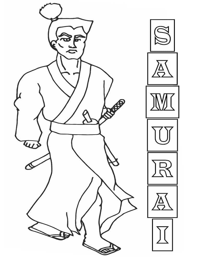 Un Samurai para colorir