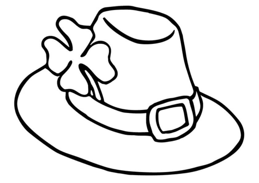 Dibujos de Un Sombrero con Trébol de Cuatro Hojas para colorear