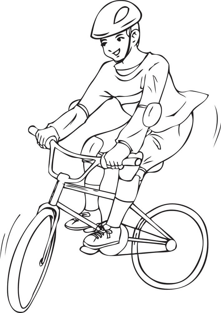 Un niño Montando Bicicleta para colorir