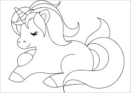 Dibujos de Unicornio Fácil Acostado para colorear