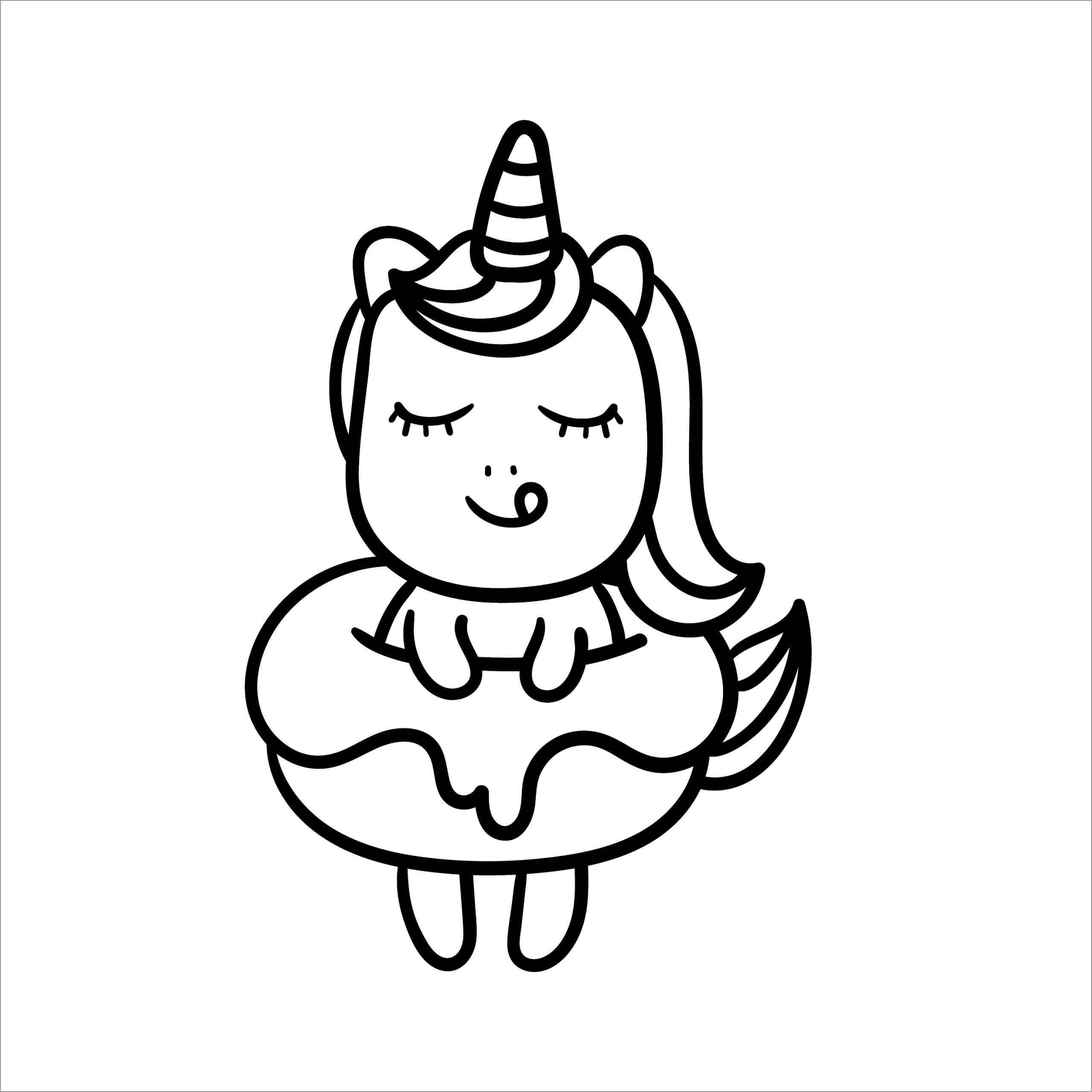 Dibujos de Unicornio con Donut para colorear