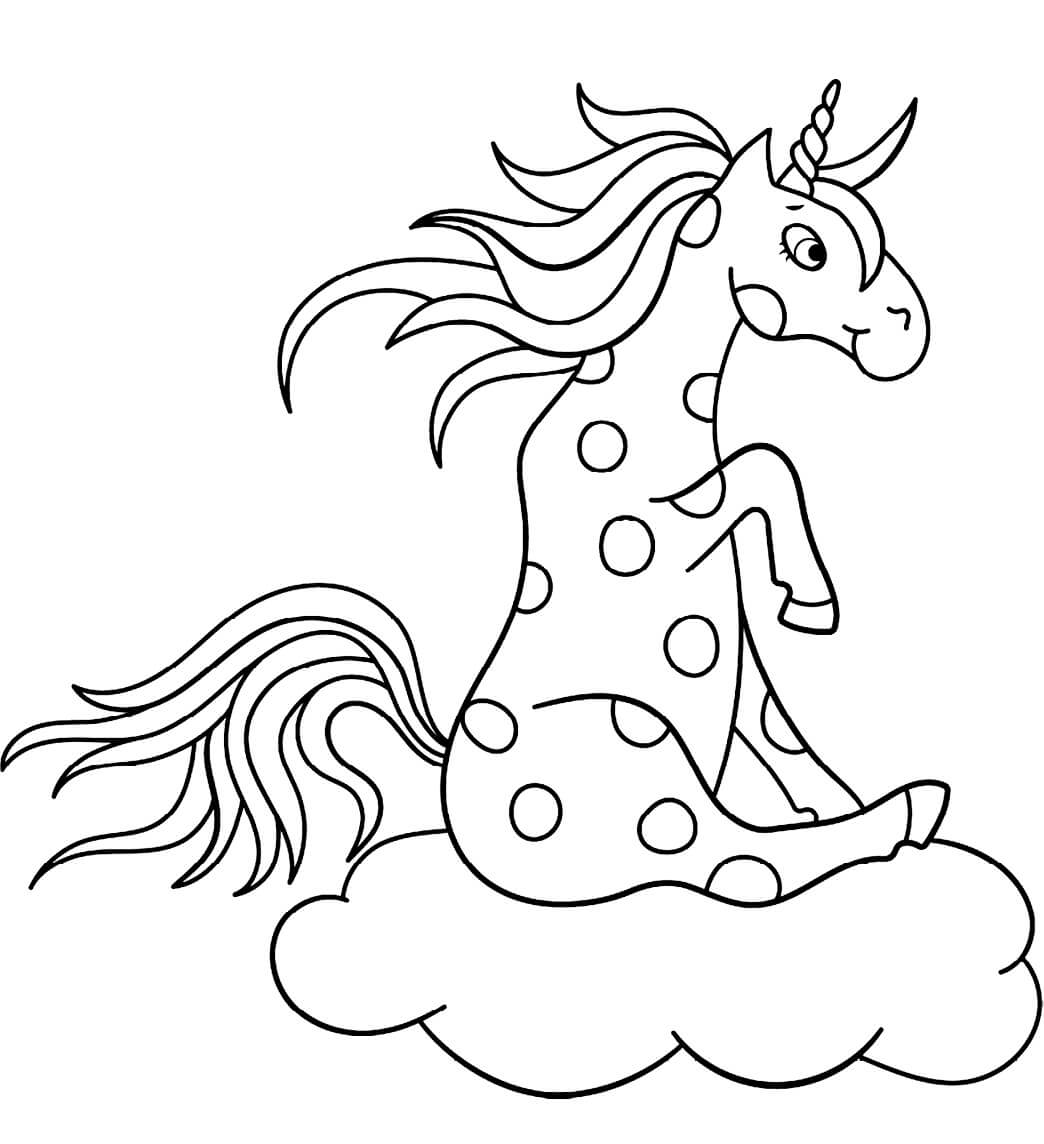 Unicornio sentado en la Nube para colorir