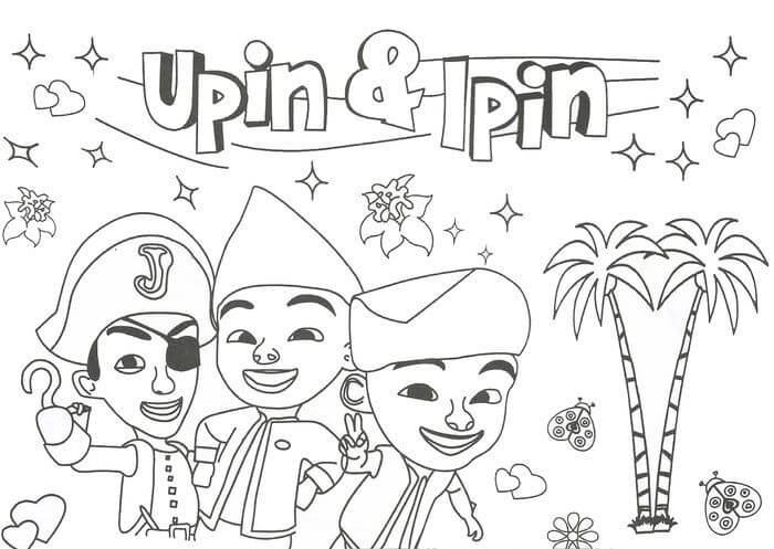 Dibujos de Upin E Ipin En Pirate Island para colorear