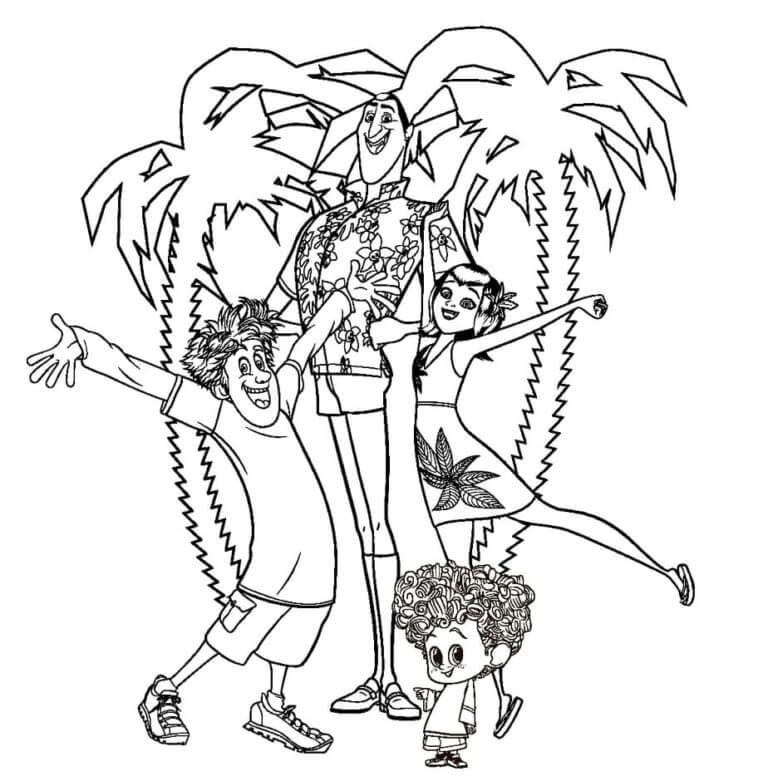 Dibujos de Vacaciones Del Conde Drácula y Su Familia para colorear