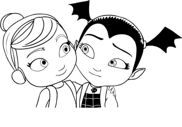 Vampirina Abrazando a Su Amigo para colorir