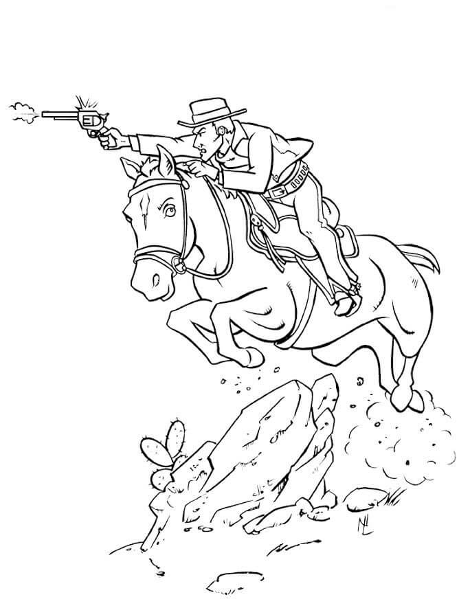 Dibujos de Vaquero Equitación Caballo y Tiro para colorear
