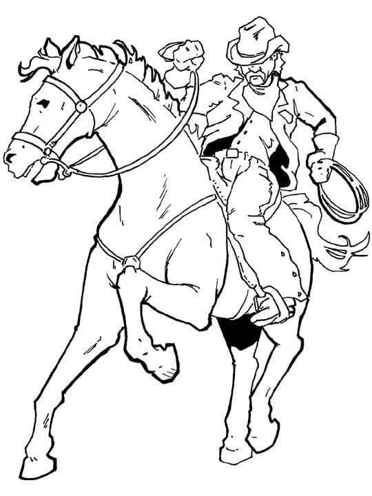 Dibujos de Vaquero Equitación Caballo para colorear