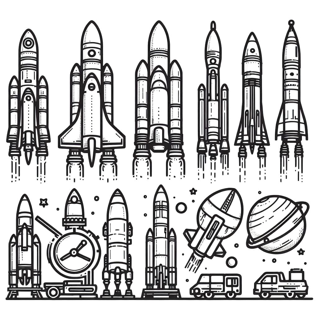 Dibujos de Varios cohetes para colorear