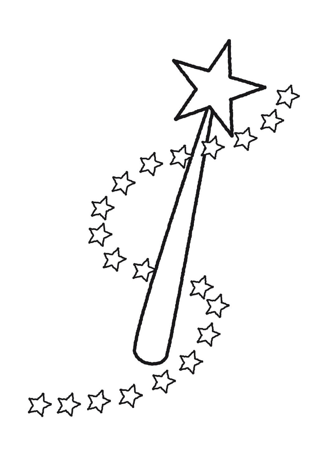 Varita Mágica Básica con Estrella para colorir
