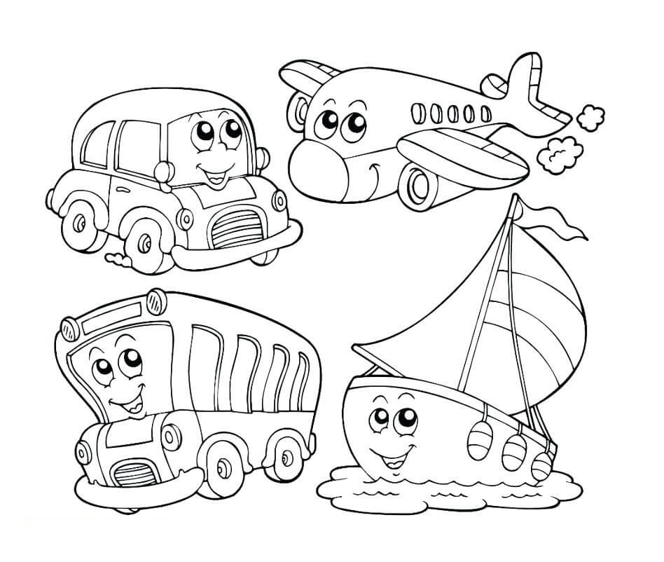 Dibujos de Vehículos de dibujos Animados para colorear